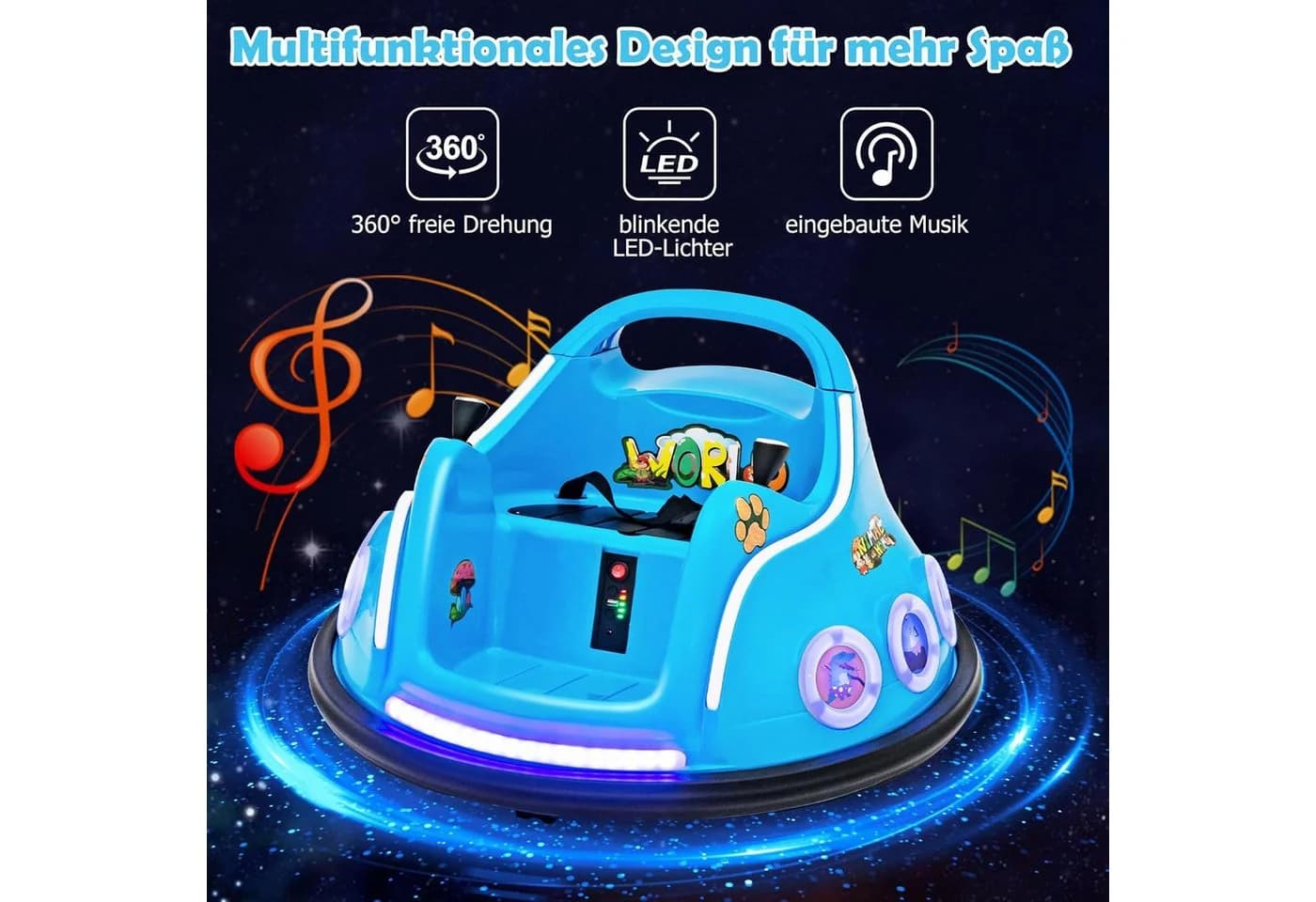 KOMFOTTEU Elektro-Kinderauto Autoscooter LED-Licht Musik - Bild 4