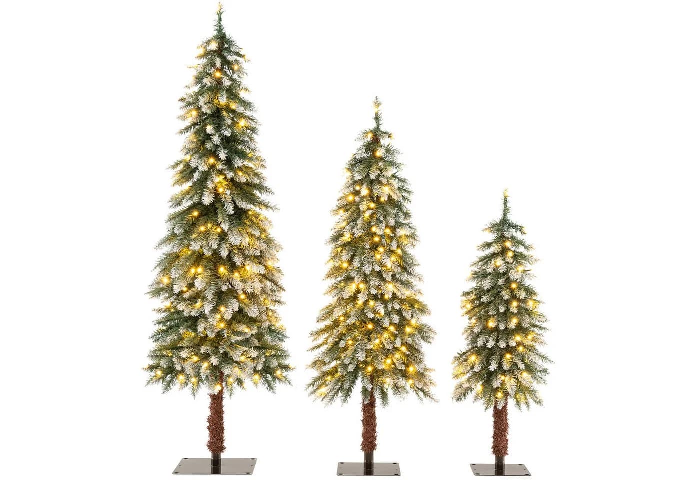 COSTWAY Künstlicher Weihnachtsbaum 3er Set 90+120+150cm Grün Weiß LED - Bild 2
