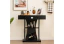 COSTWAY Konsolentisch Schmal mit Schubladen Schwarz Flurtisch Bild 1
