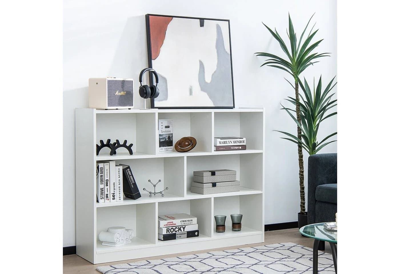 COSTWAY Kinderregal 2 große und 6 kleine Fächer Weiß