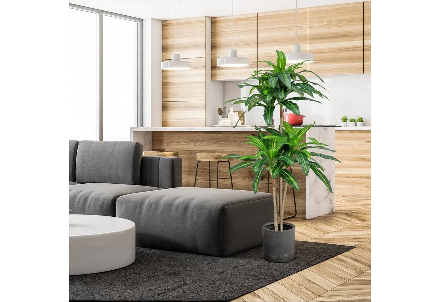 COSTWAY Künstliche Dracena 140 cm mit Topf 92 Blättern