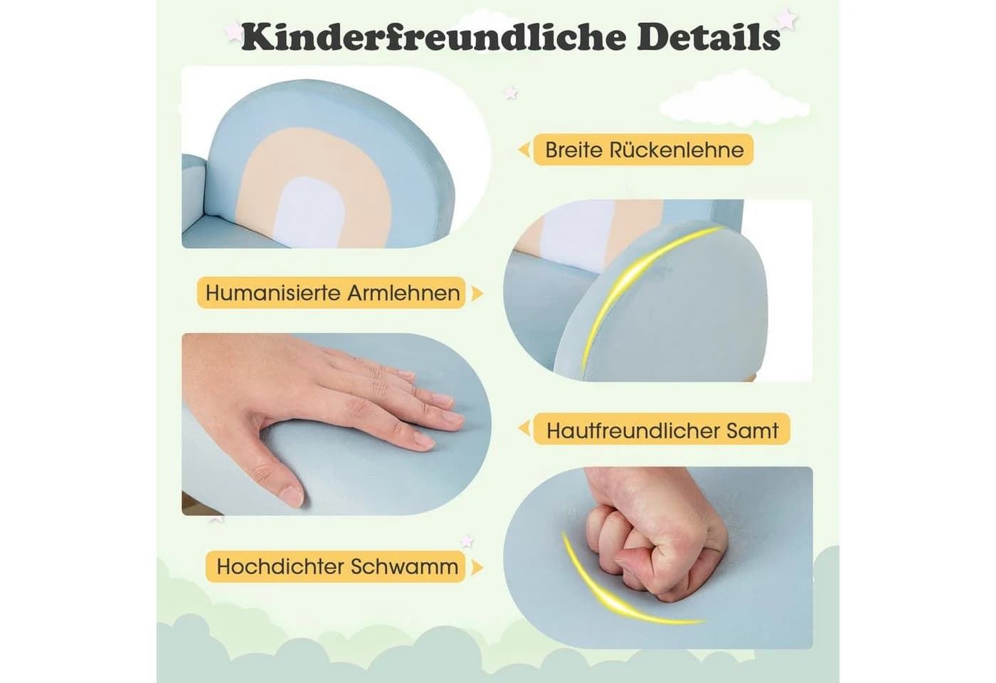 COSTWAY Kindersessel Schaukelstuhl Blau - Bild 3
