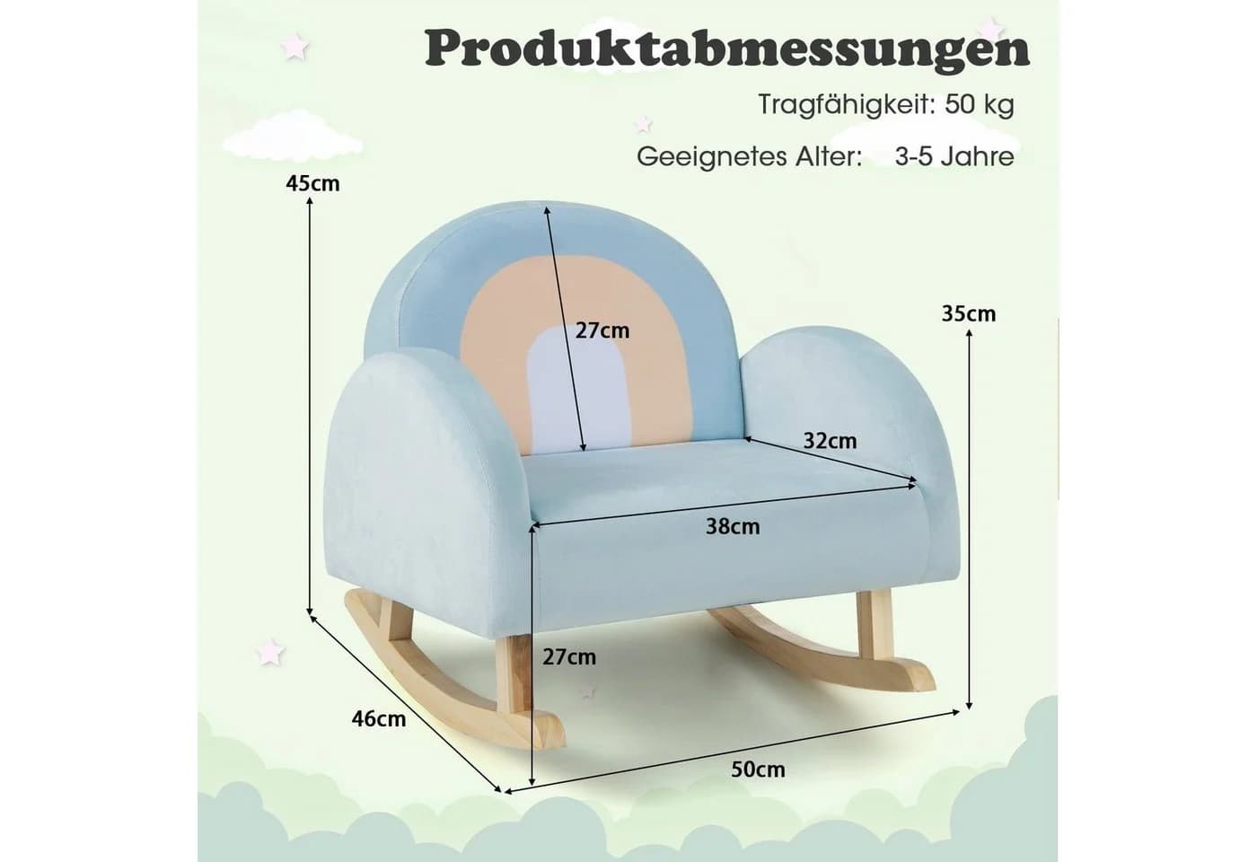 COSTWAY Kindersessel Schaukelstuhl Blau - Bild 4