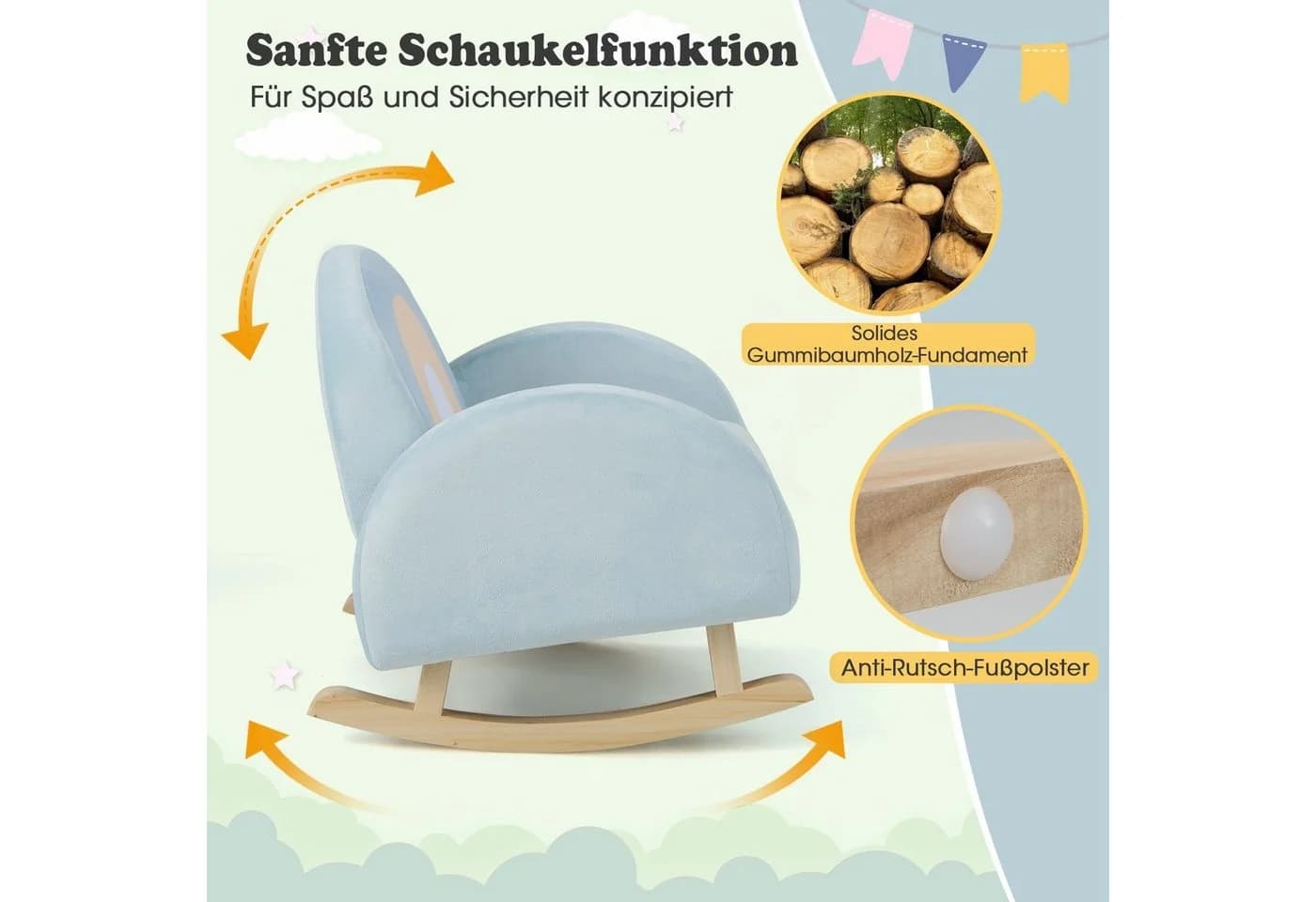 COSTWAY Kindersessel Schaukelstuhl Blau - Bild 5