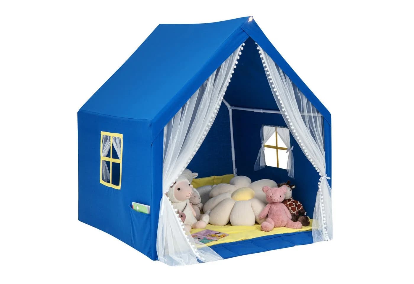 COSTWAY Spielzelt Kinder Spielhaus Blau 122 x 105 x 125 cm - Bild 2