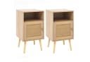 COSTWAY Nachttisch 2-St. Rattan mit offenem Regal & Tür 40 x 39 x 70cm Bild 2