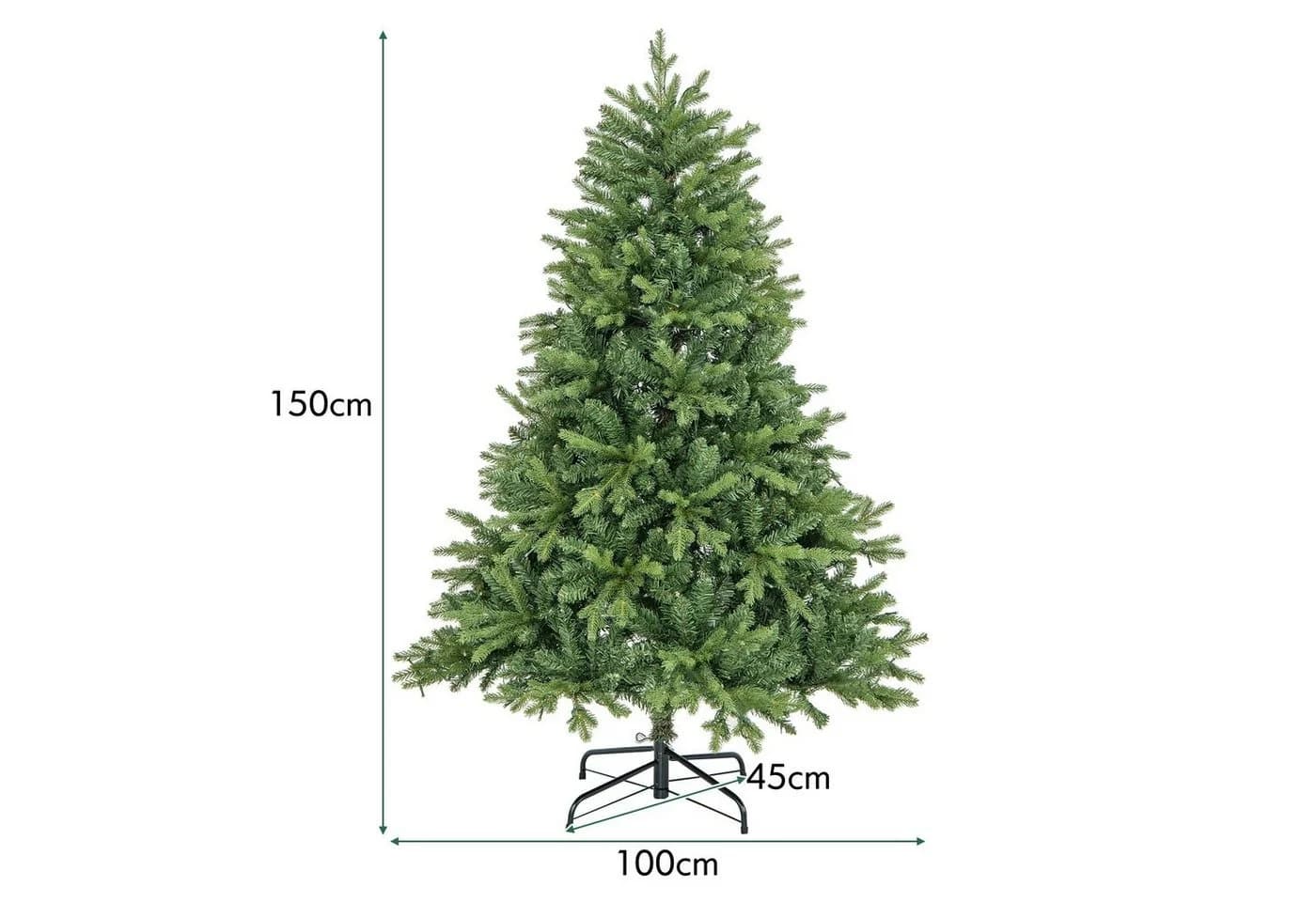 COSTWAY Künstlicher Weihnachtsbaum 150cm Grün 250 LED-Lichter - Bild 3