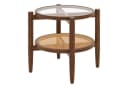 Moderner Beistelltisch aus Akazienholz, Glas und Rattan Bild 2