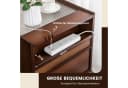COSTWAY Nachttisch mit Schublade und Glastischplatte aus Bambus & Rattan Bild 1