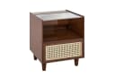 COSTWAY Nachttisch mit Schublade und Glastischplatte aus Bambus & Rattan Bild 2