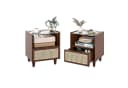 COSTWAY Nachttisch 2-St. Braun Bambus & Rattan Bild 2