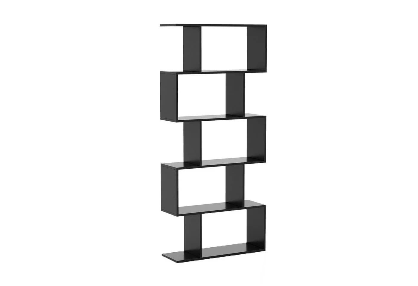 COSTWAY Bücherregal Raumteiler 5 Ebenen 70x23,5x158 cm Schwarz - Bild 2