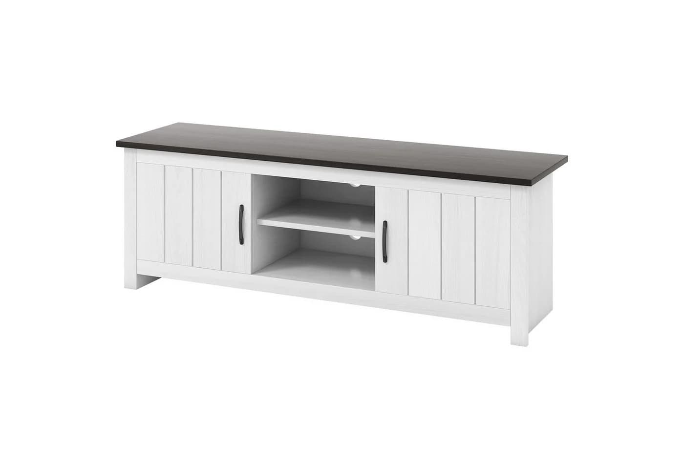 COSTWAY TV-Schrank Holz mit Türen & offenen Regalen, 145x40x50cm - Bild 2