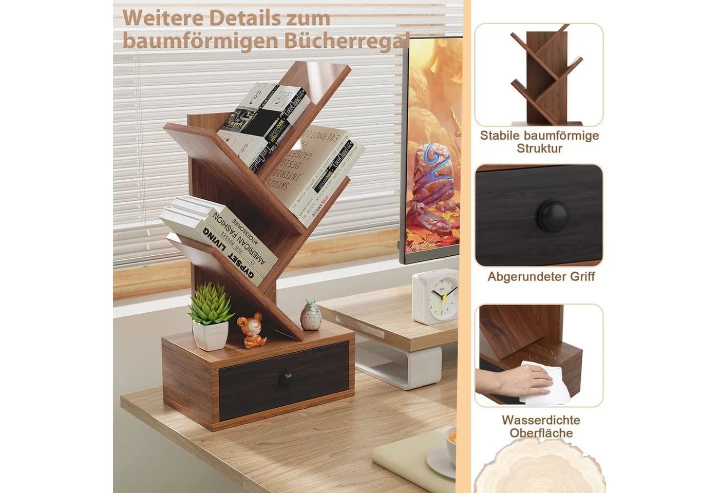 COSTWAY Bücherregal Baumform Holz 30x17,5x60cm - Bild 3