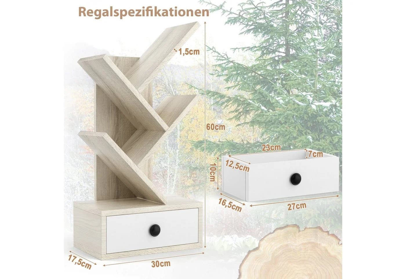 COSTWAY Bücherregal Baumform Holz - Bild 5