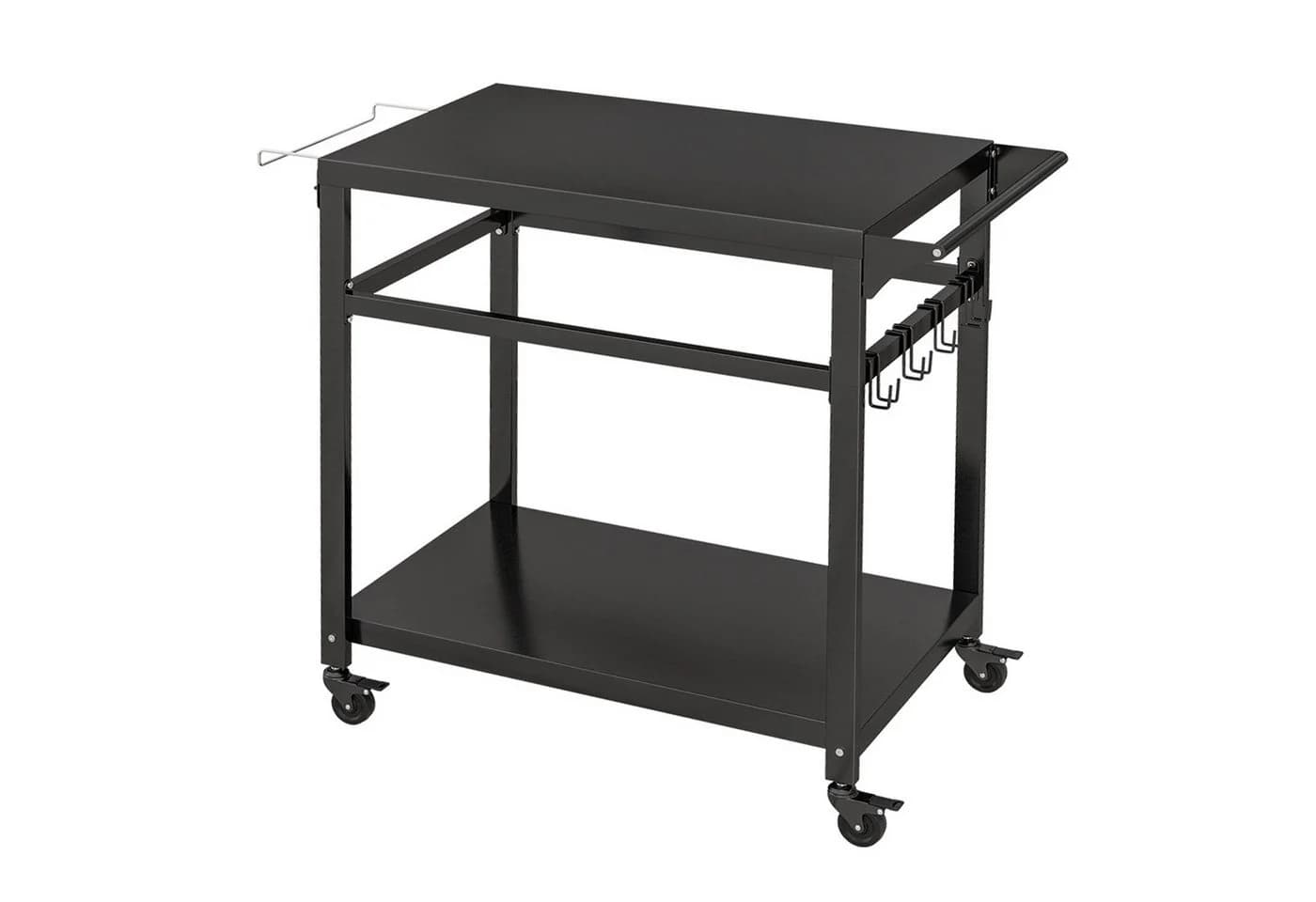 COSTWAY Grillablagetisch mit 2 Ablagen, 4 Rollen & Haken - Bild 2