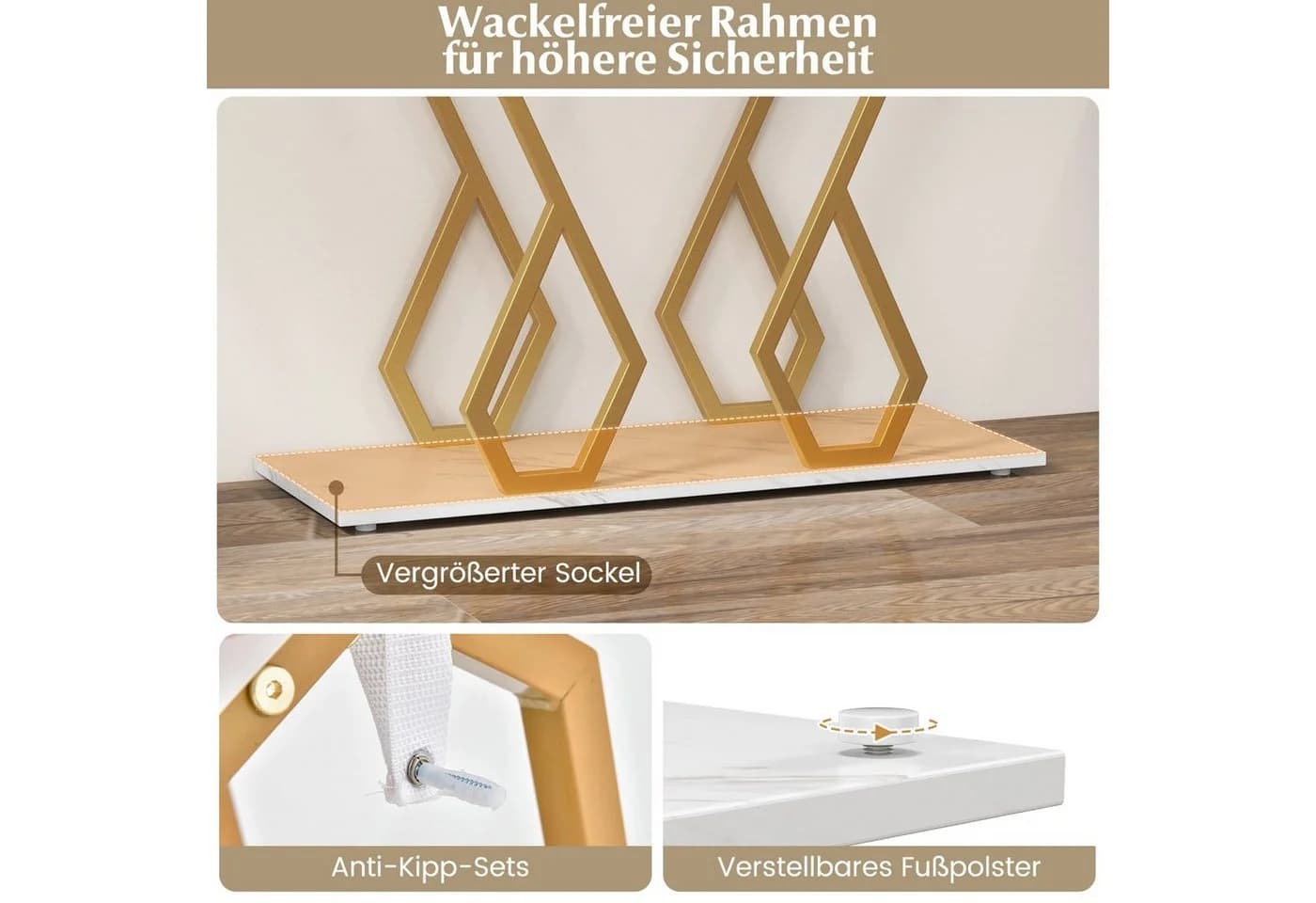 Eleganter Konsolentisch in Schmetterlingsform aus Kunstmarmor und Metall - Bild 4
