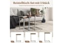 COSTWAY Beistelltisch 3er Set Braun Silber C-Form stapelbar Bild 1