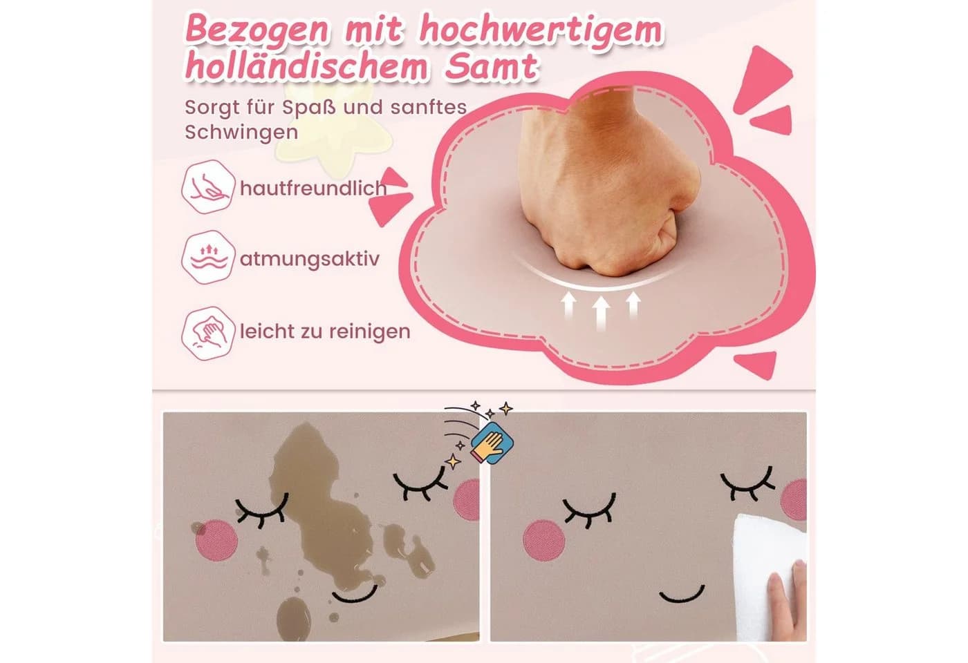 Kindersessel Schaukelstuhl aus Gummibaum und Polster - Bild 4