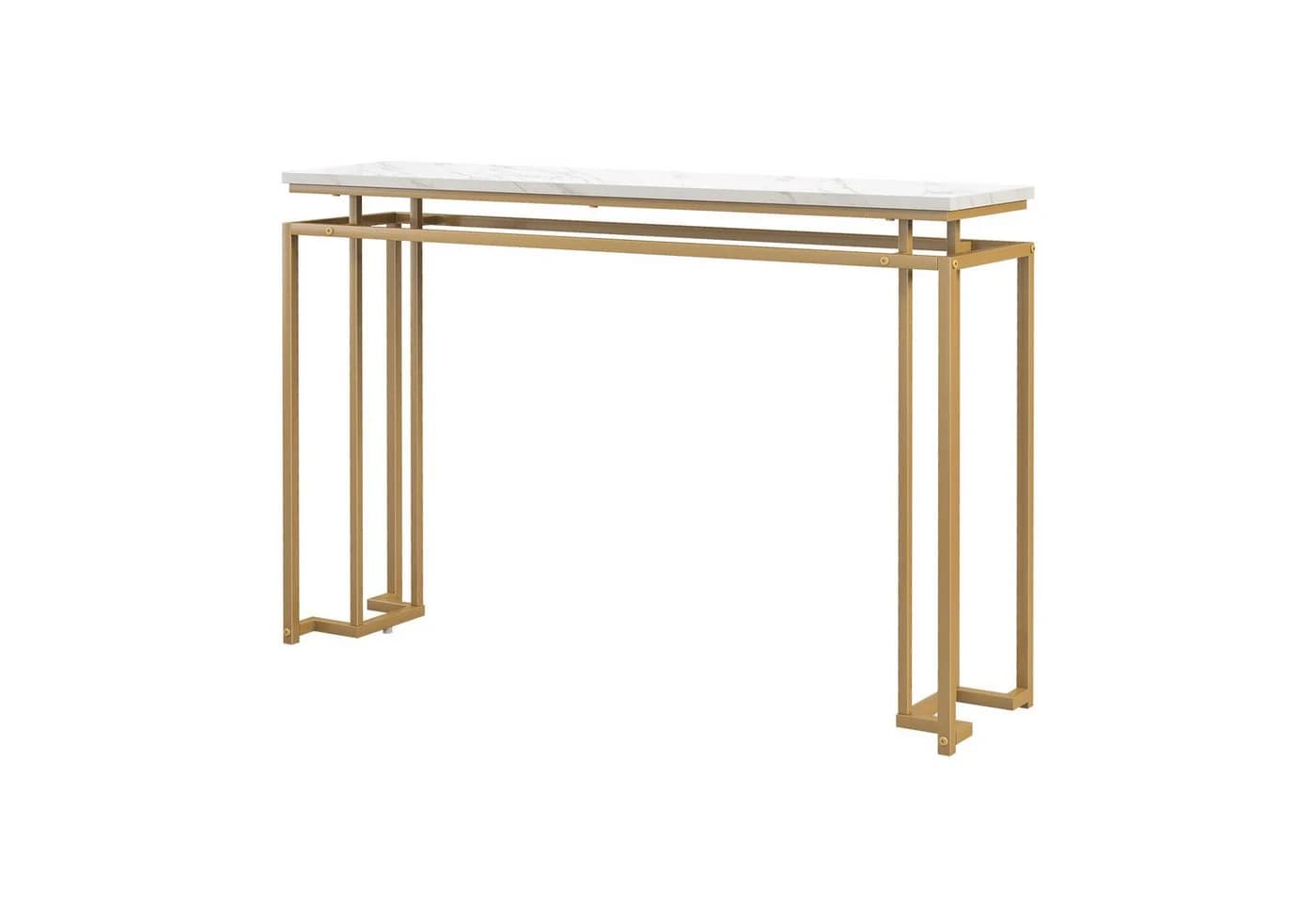 COSTWAY Konsolentisch Marmor Flurtisch Metallrahmen 120cm Gold - Bild 2