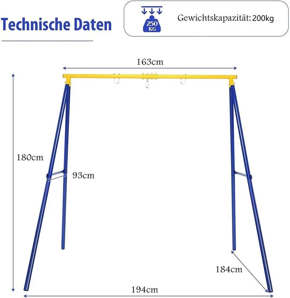COSTWAY Schaukelgestell mit Nestschaukel, Metall, Blau - Bild 4