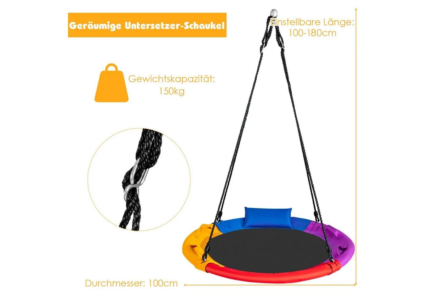 COSTWAY Schaukelgestell mit Nestschaukel, Metall, Blau - Bild 5