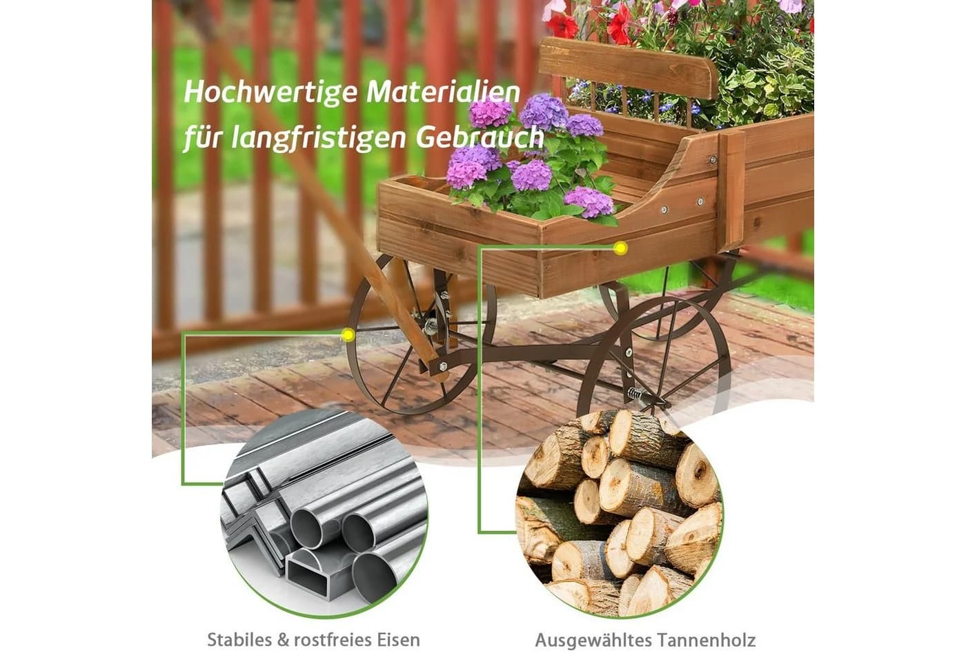 COSTWAY Blumenständer Pflanzwagen 4 Räder 62x34x60cm - Bild 3