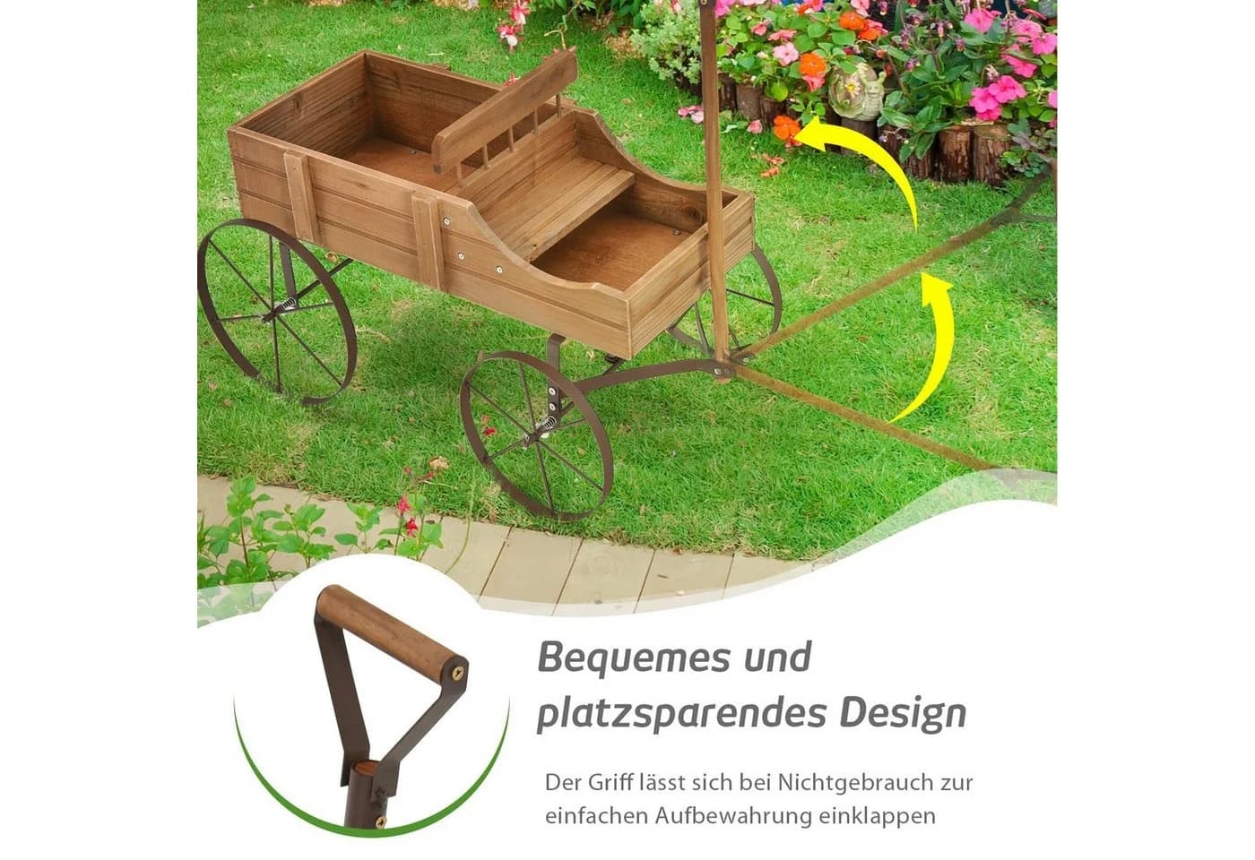 COSTWAY Blumenständer Pflanzwagen 4 Räder 62x34x60cm - Bild 4