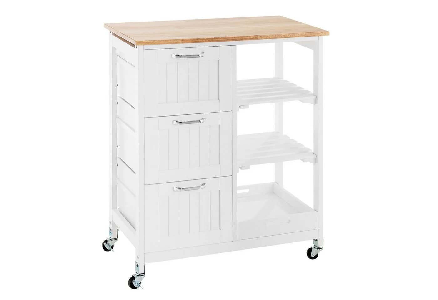 COSTWAY Küchenwagen mit Tablett, 3 Schubladen, Rollbar, 67x37x82,5cm - Bild 2