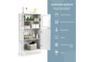 COSTWAY Mehrzweckschrank 4-türig Weiß/Grau MDF + Hartglas Bild 5