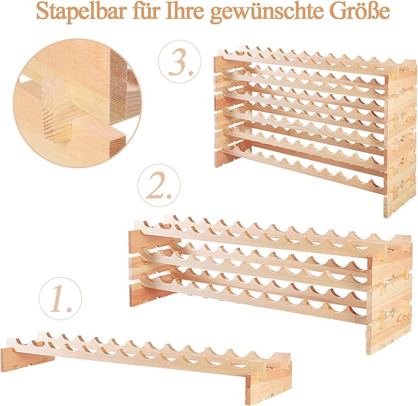 COSTWAY Weinregal Massivholz 72 Flaschen - Bild 3