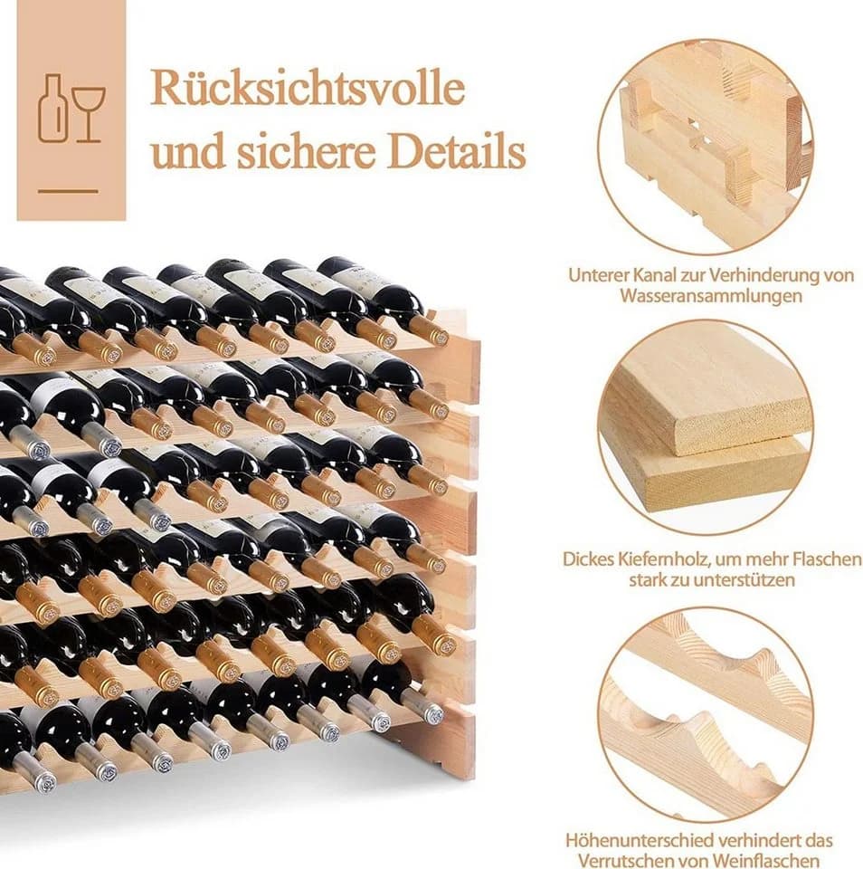 COSTWAY Weinregal Massivholz 72 Flaschen - Bild 4