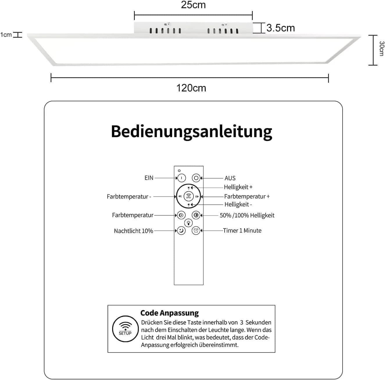 ZMH LED Deckenleuchte Dimmbar Weiss Fernbedienung - Bild 3