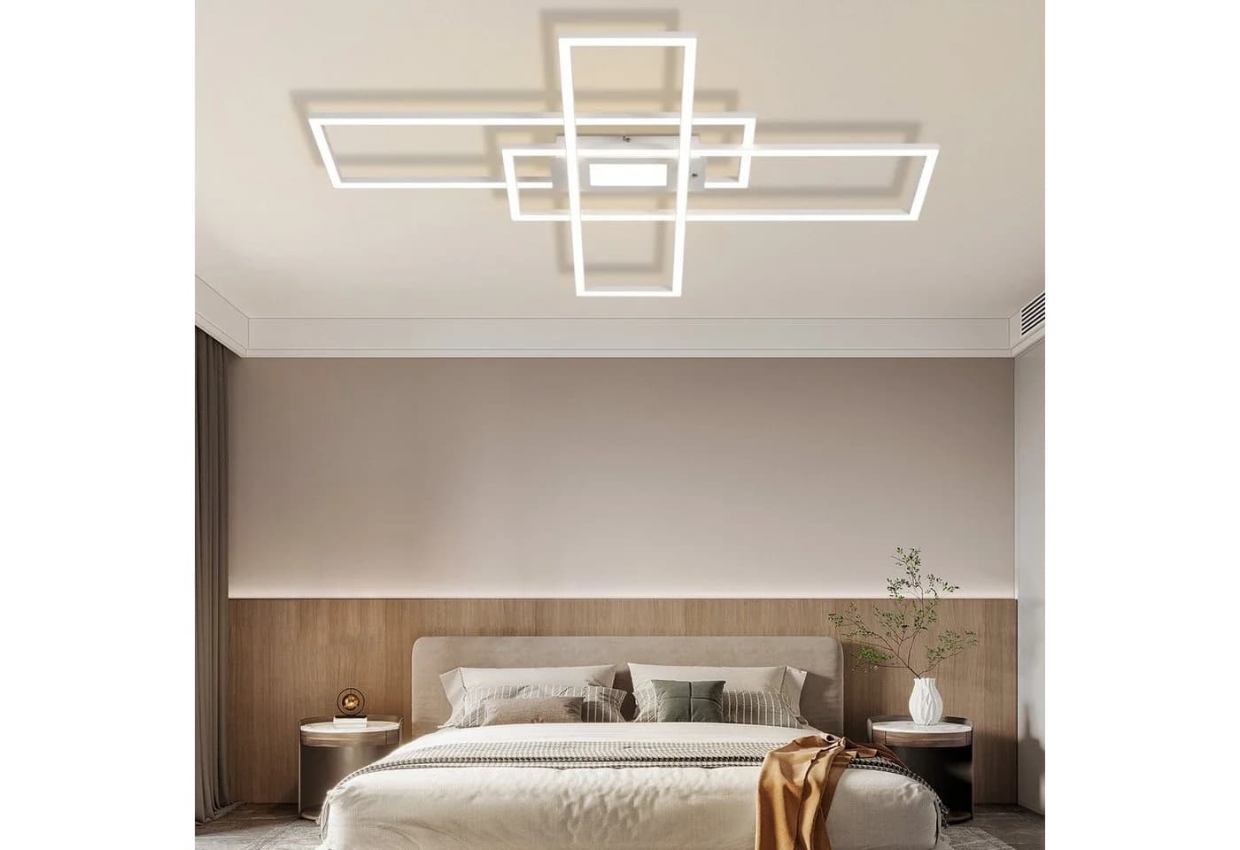 ZMH LED Deckenleuchte Wohnzimmer 50W 3 Rahmen Fernbedienung Weiß Dimmbar - Bild 4