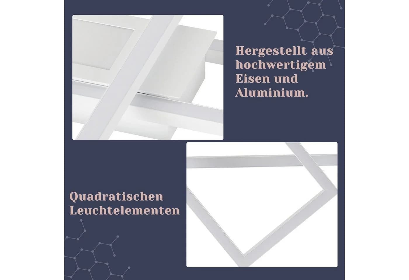 ZMH LED Deckenleuchte Wohnzimmer 50W 3 Rahmen Fernbedienung Weiß Dimmbar - Bild 5
