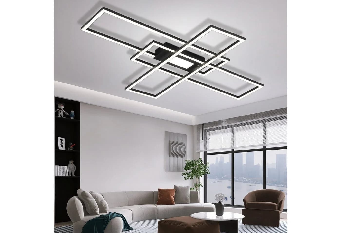 ZMH LED Deckenleuchte Wohnzimmer 50W 3 Rahmen Deckenlampe mit Fernbedienung Modern - Bild 4