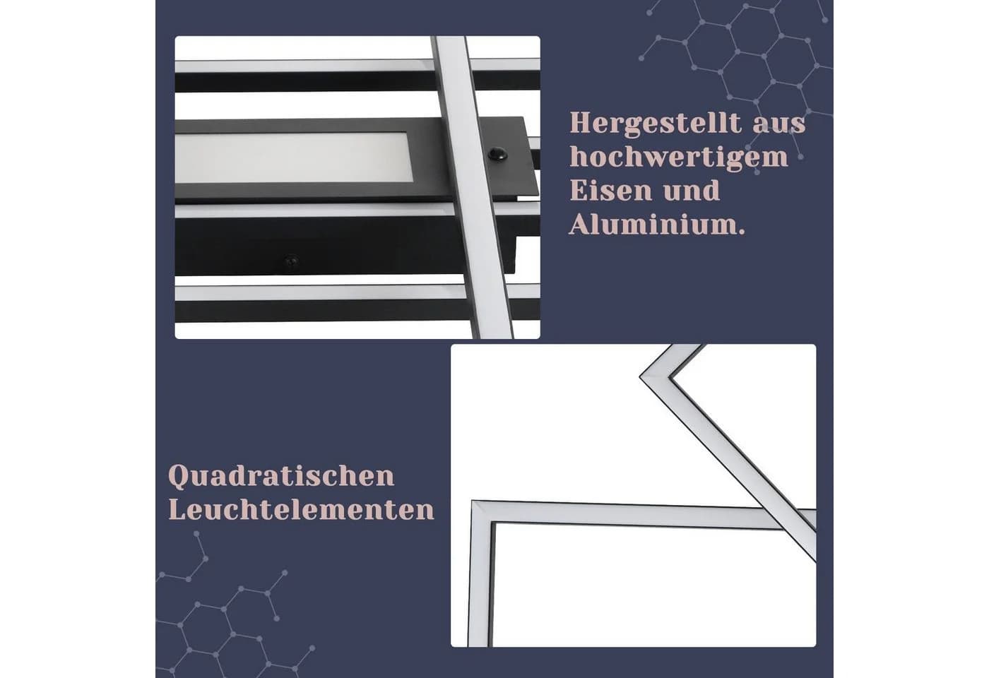 ZMH LED Deckenleuchte Wohnzimmer 50W 3 Rahmen Deckenlampe mit Fernbedienung Modern - Bild 5