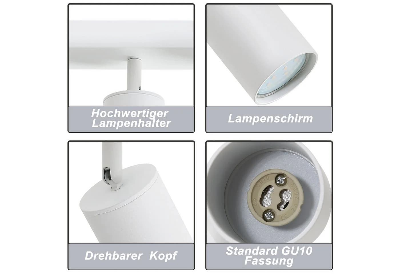 ZMH LED Deckenstrahler Retro Deckenleuchte Weiß/Schwarz GU10 350° Schwenkbar - Bild 5