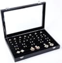 LA CUTE Schmuckbox mit Glasabdeckung Schwarz PU-Leder Bild 2