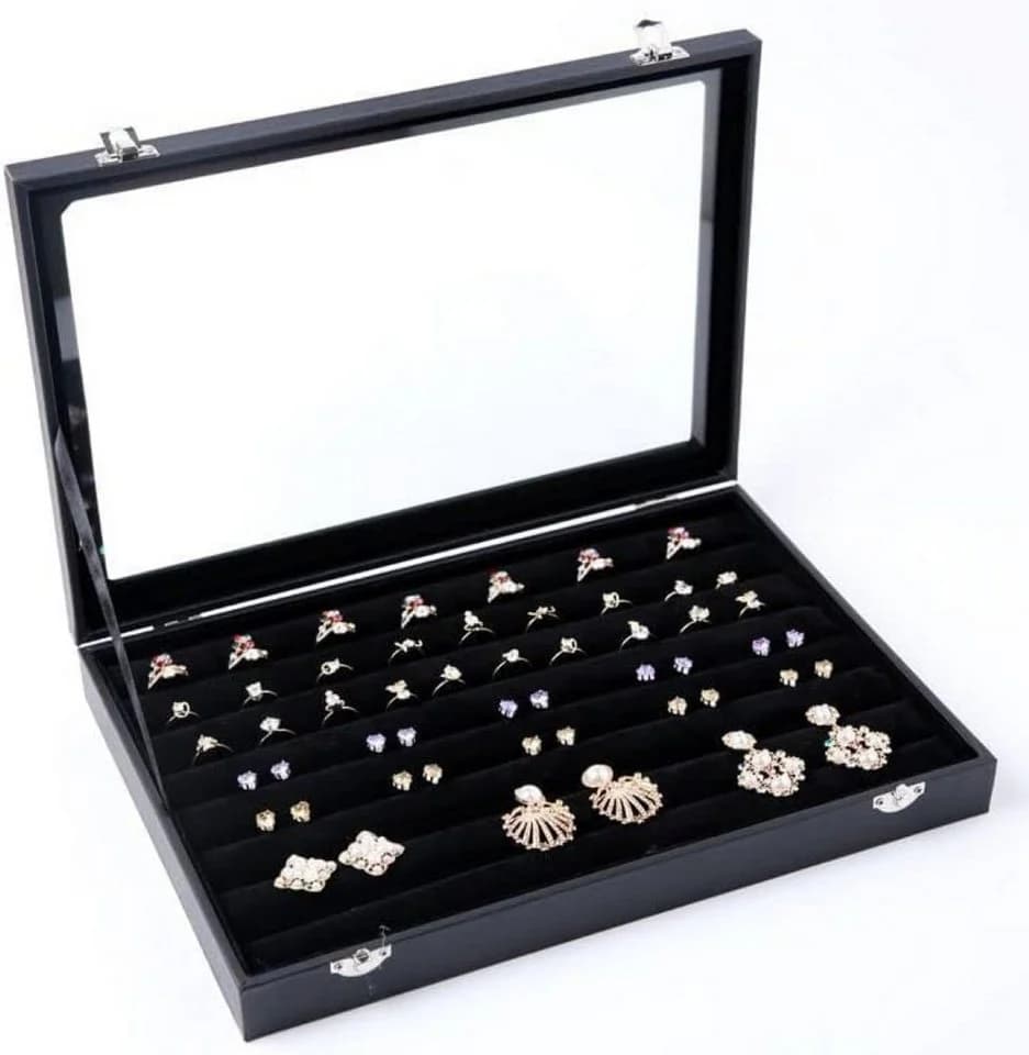 LA CUTE Schmuckbox mit Glasabdeckung Schwarz PU-Leder - Bild 2