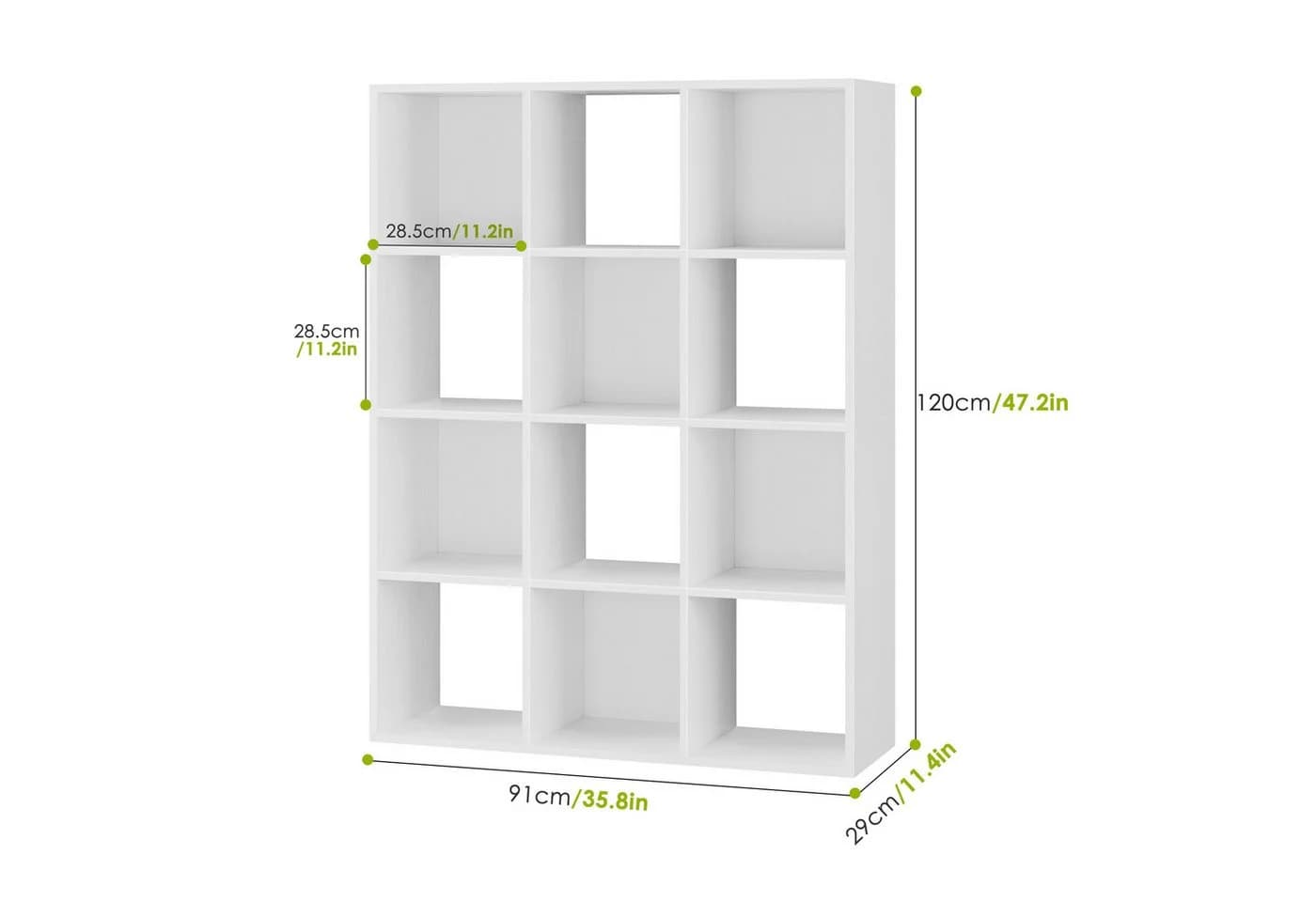 HOMECHO Bücherregal, Würfelregal mit 12 Fächern Weiß - Bild 3