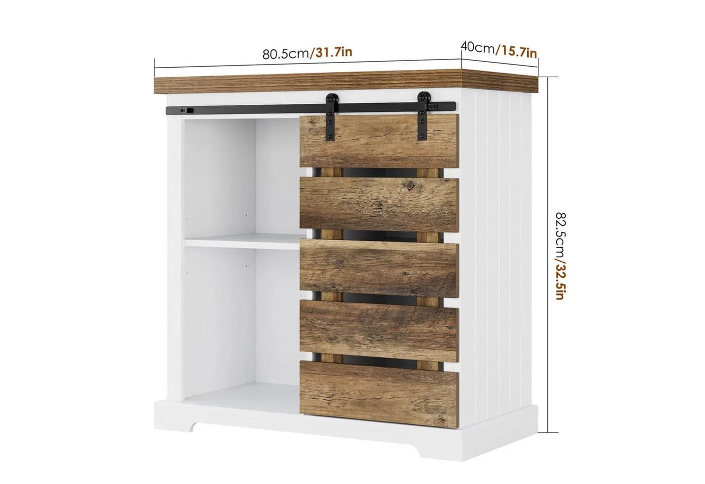 HOMECHO Buffet Küchenschrank mit Schiebetür Vintagebraun+Weiß