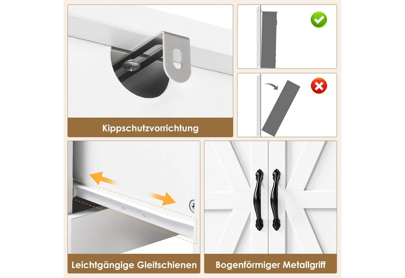 HOMECHO Küchenbuffet 2 Türen 2 Schubladen Weiß - Bild 5