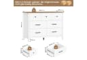 HOMECHO Kommode Weiß 7 Schubladen Brauner Platte Bild 1