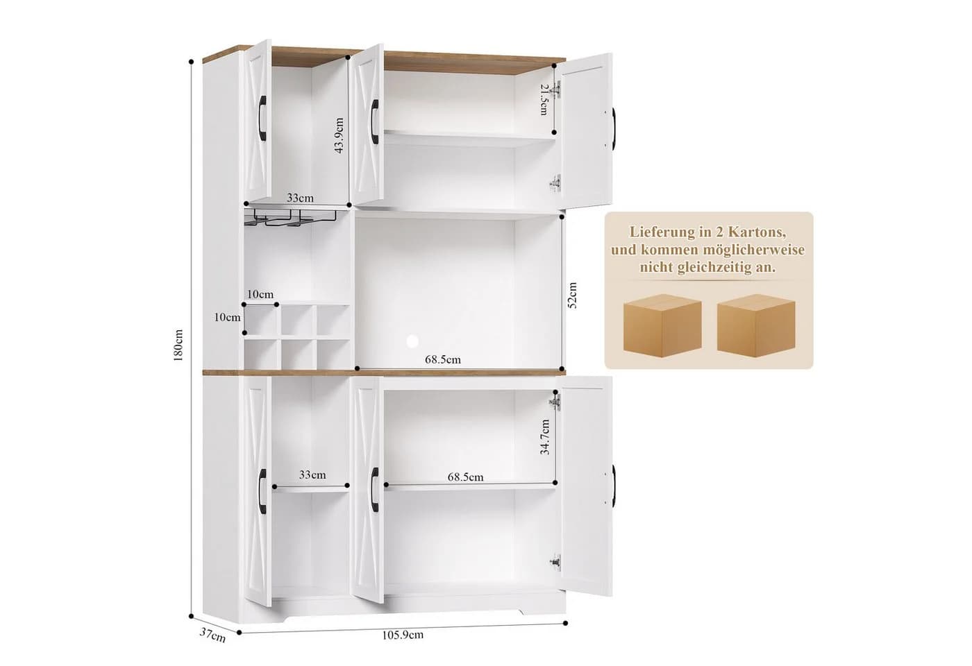 Moderner Küchenschrank aus Holz in Weiß