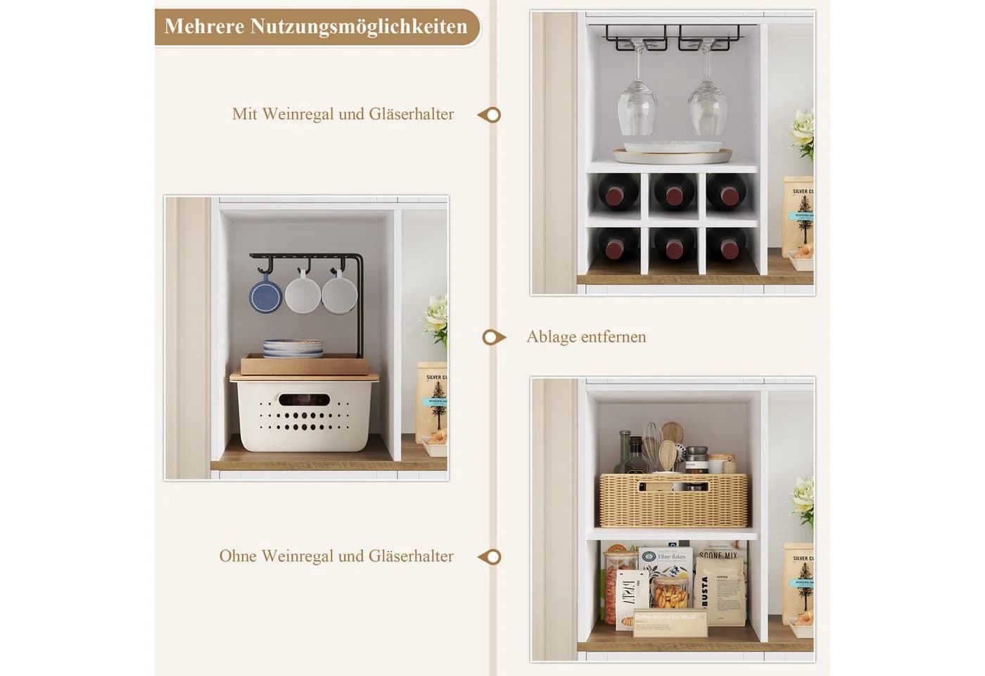 Moderner Küchenschrank aus Holz in Weiß - Bild 4