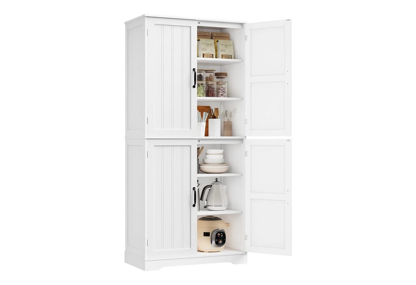 HOMECHO Küchenbuffet 180cm Küchenschrank 4 Türen Weiß - Bild 2