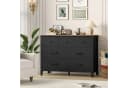 HOMECHO Kommode Weiß 7 Schubladen Brauner Platte 100x40x81 cm Bild 5