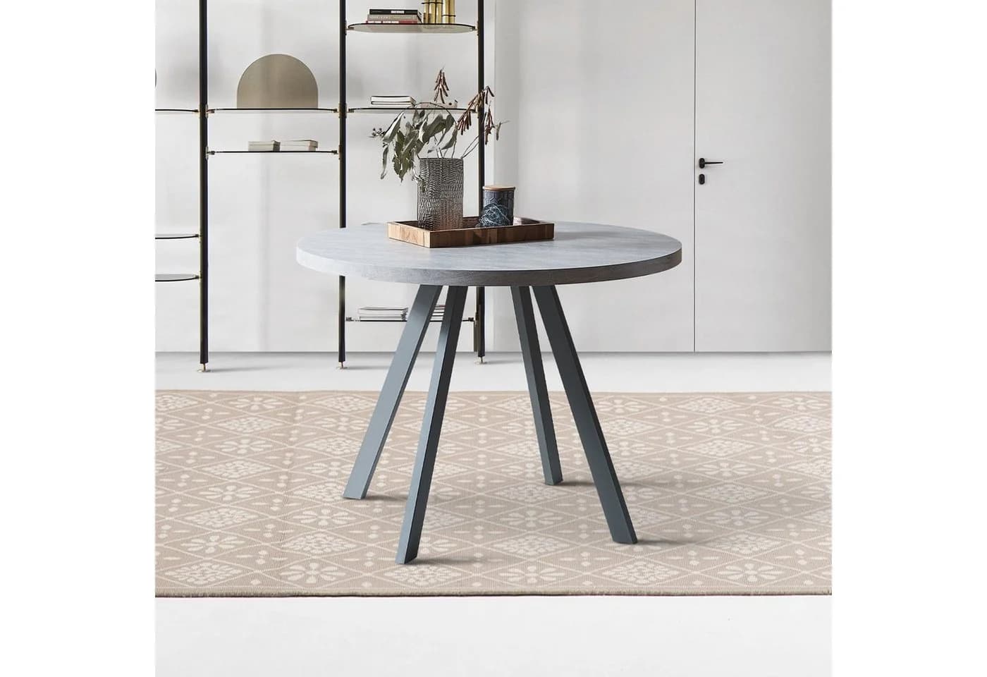 Jiexi Runder Esstisch Grau Modern 80 cm Durchmesser
