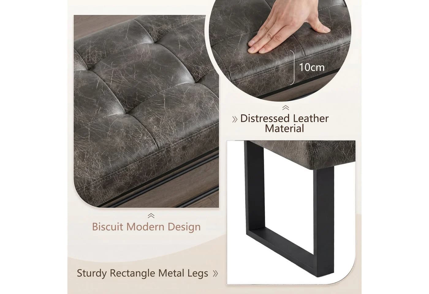 Jiexi Sitzbank Schwarz Gepolstert Modern - Bild 4